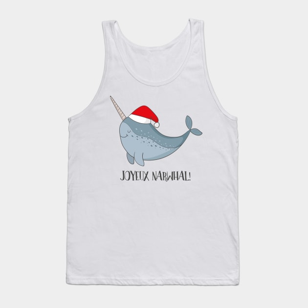 Joyeux Narwhal- Cute Narwhal Whale Christmas Tank Top by Dreamy Panda Designs